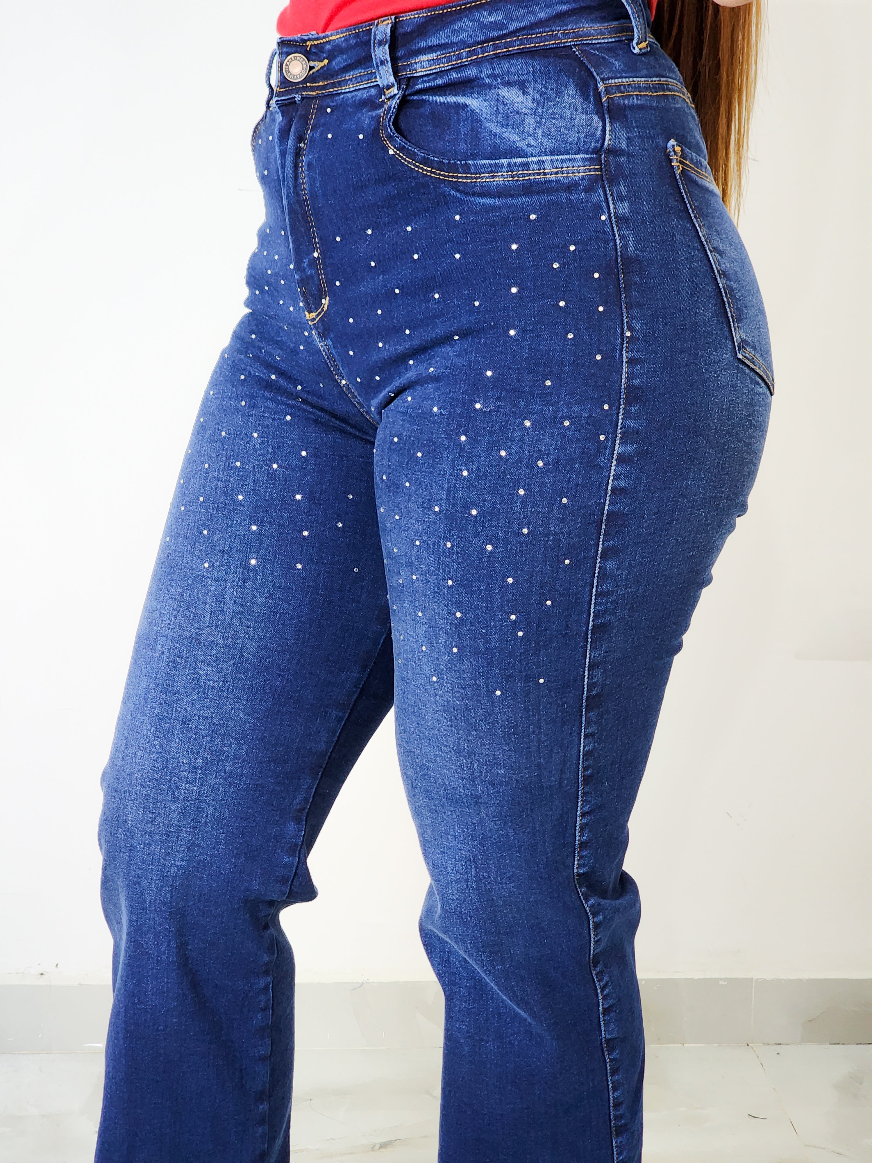 Jean Palazzo Elástico Azul Clásico