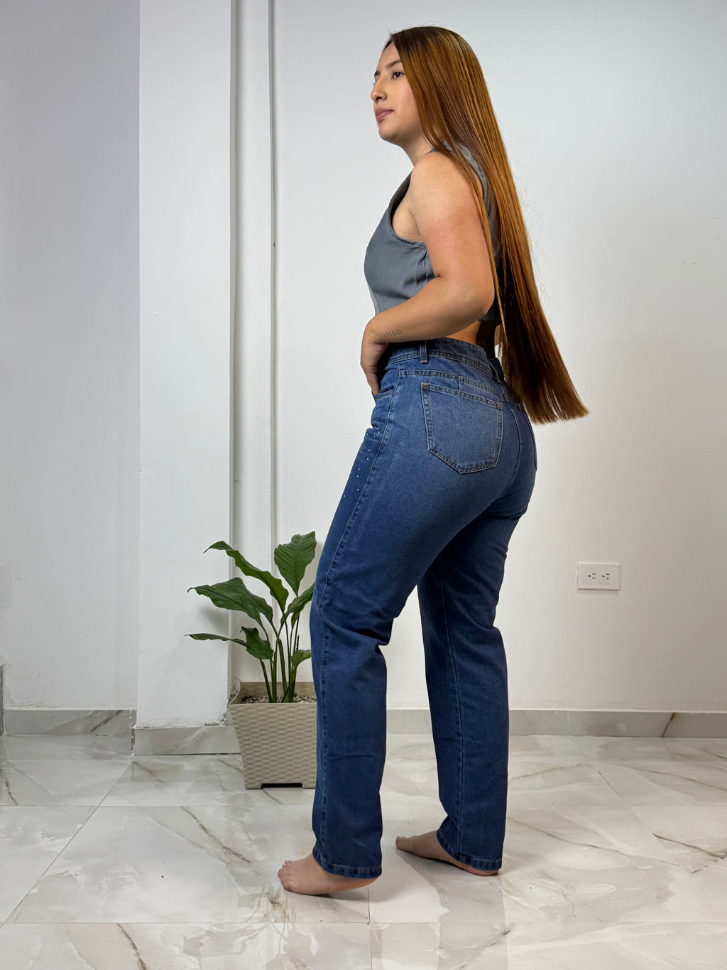 Jean Mom Fit Azul Oscuro