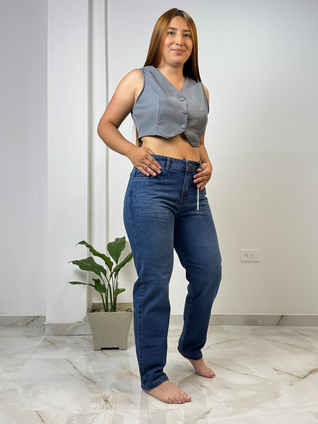 Jean Mom Fit Azul Oscuro