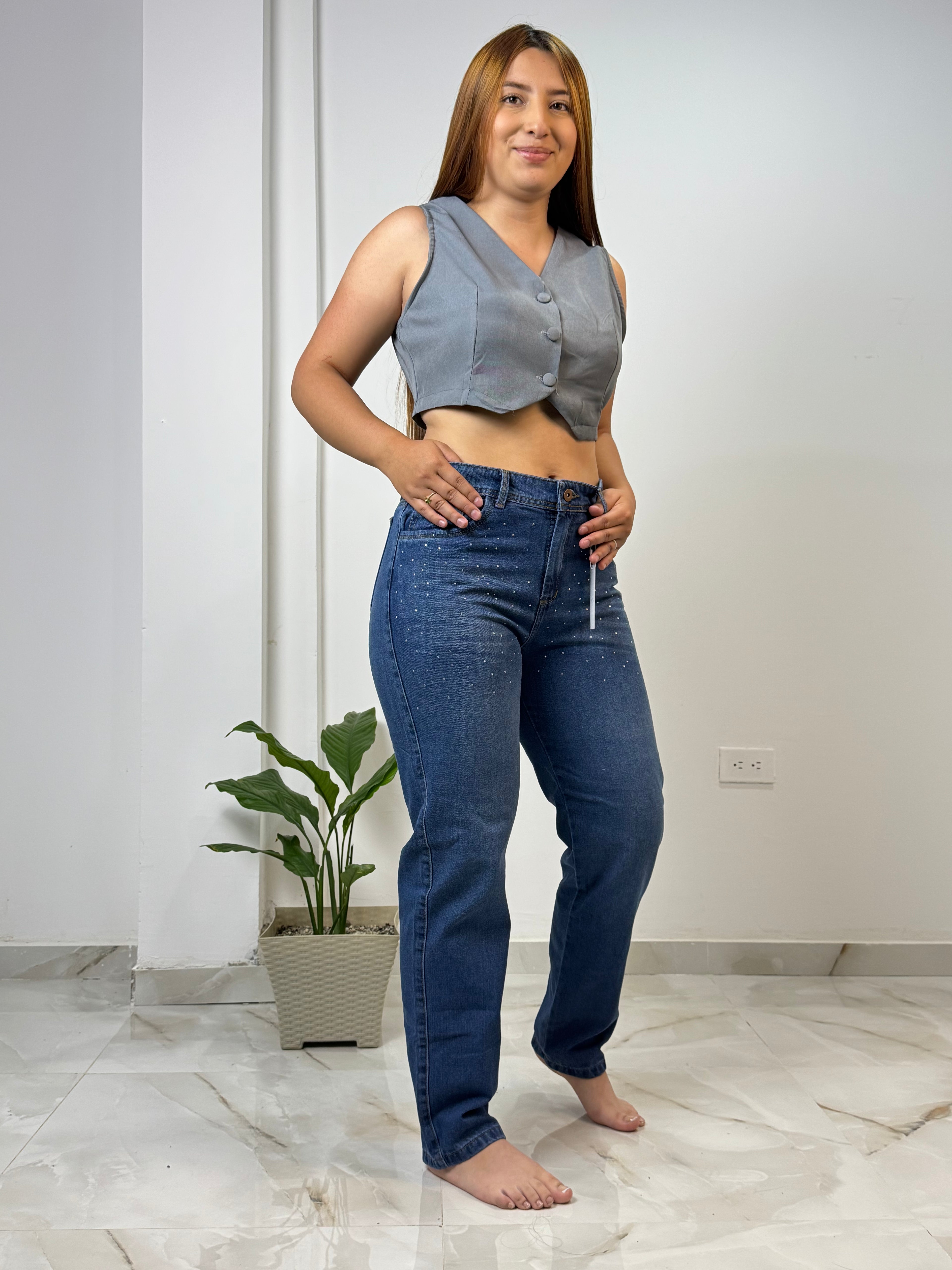 Jean Mom Fit Azul Oscuro