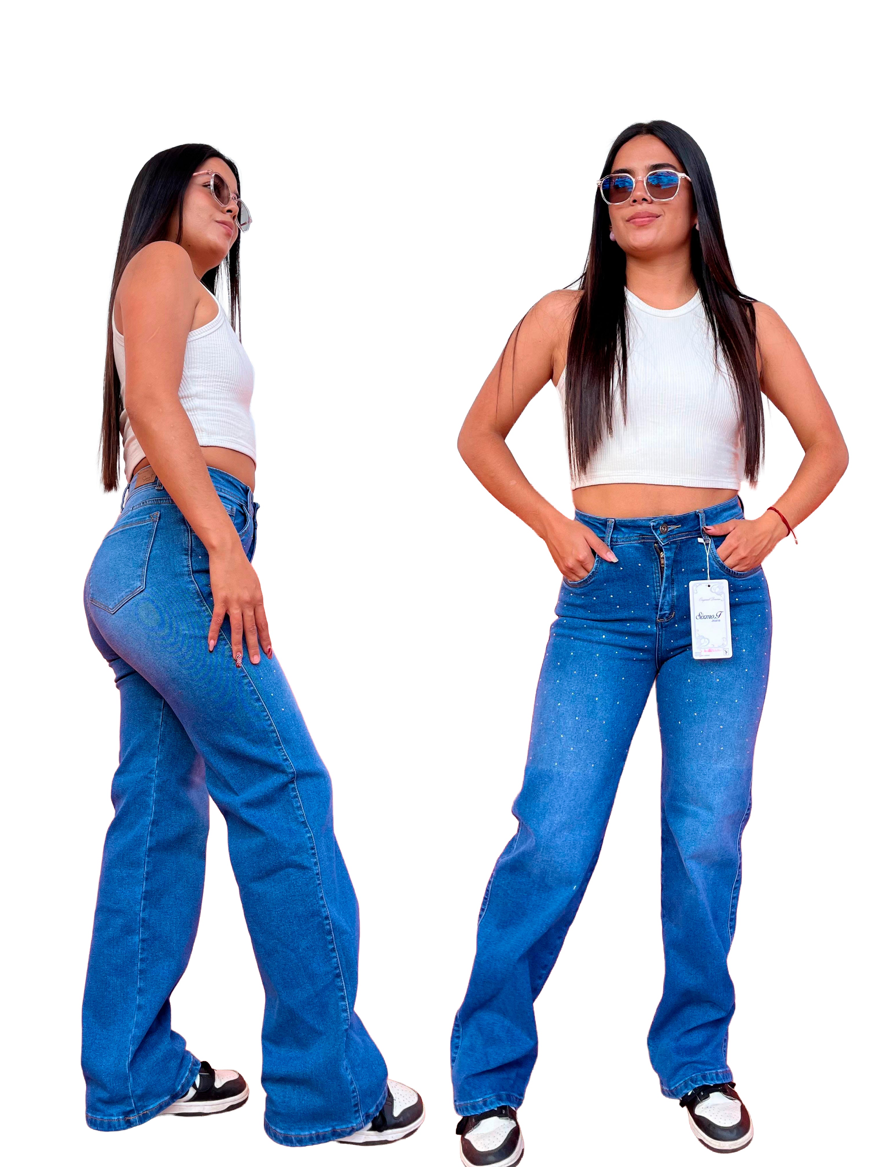 Jean Palazzo Elástico Azul