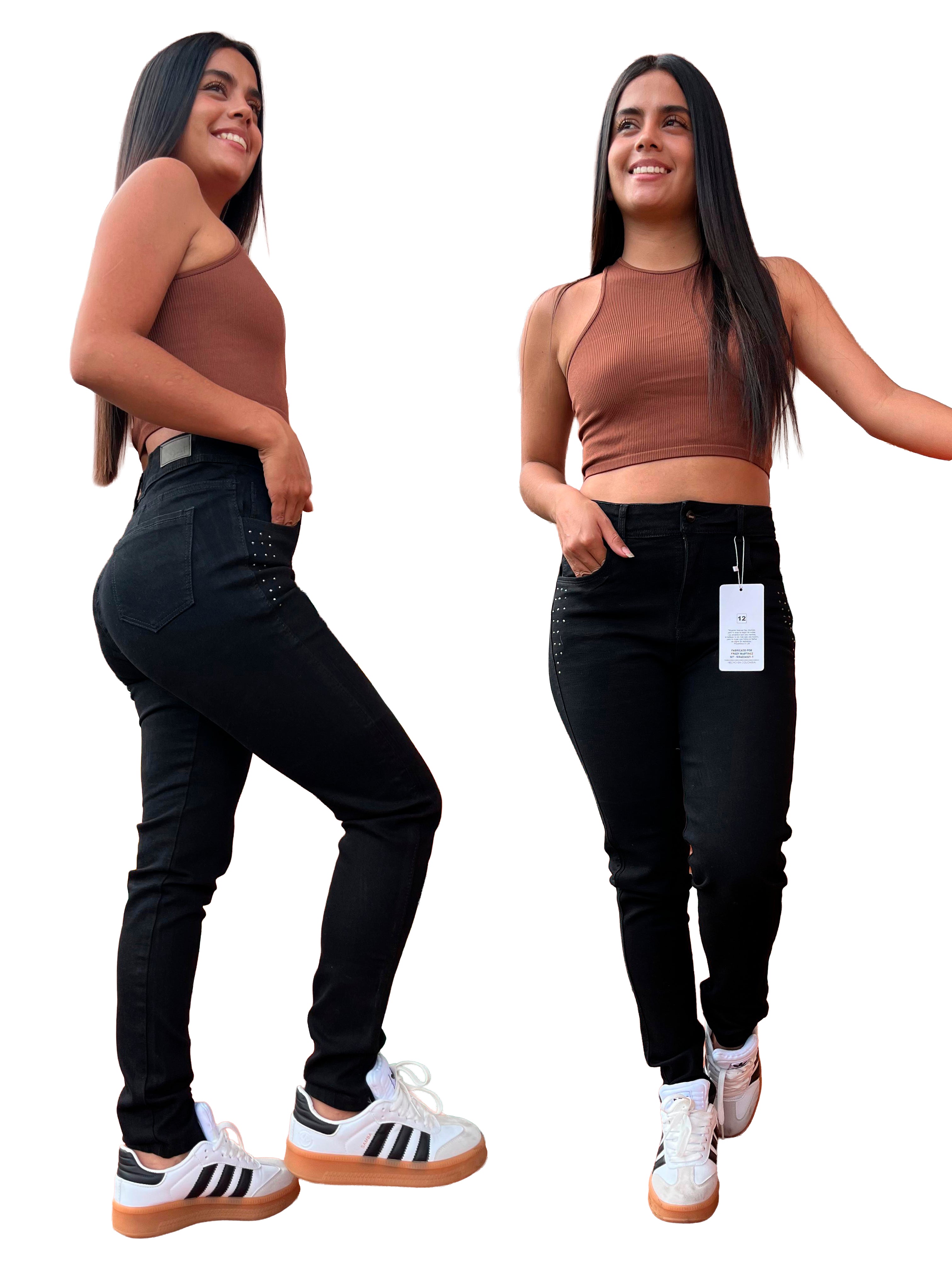 Jean Ochentero Elástico Negro